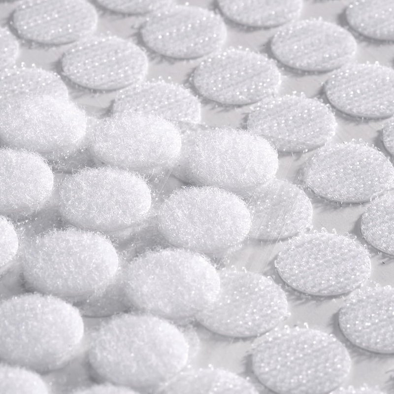 JUMINIZ 1000 Pcs (500 Pairs) 0.59inch Diameter Hook and Loop Fastener Self Adhesive Round Circle Sticky Sticker Dots for Arts and Crafts School Classroom Home and Office Use, White - Image 2